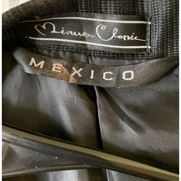 Mens Western Style Black Blazer Jacket Faux Ostrich Accent Mexico 46R RX10641 - Picture 9 of 11